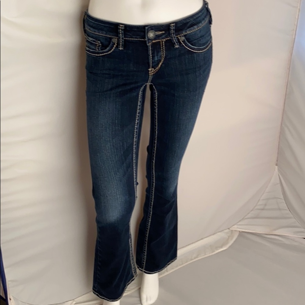 Silver Jeans Aiko bootcut dark rinse blue denim five pocket jeans 26x31